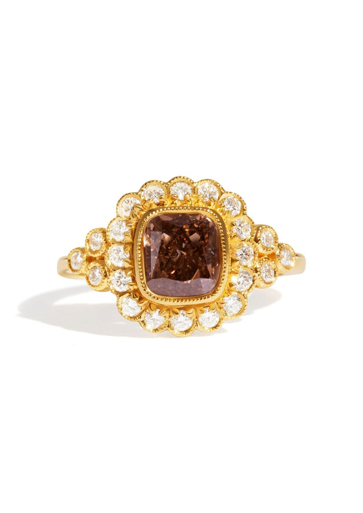 The Cosima Ring with 2.17ct Cushion Cognac Diamond - Molten Store