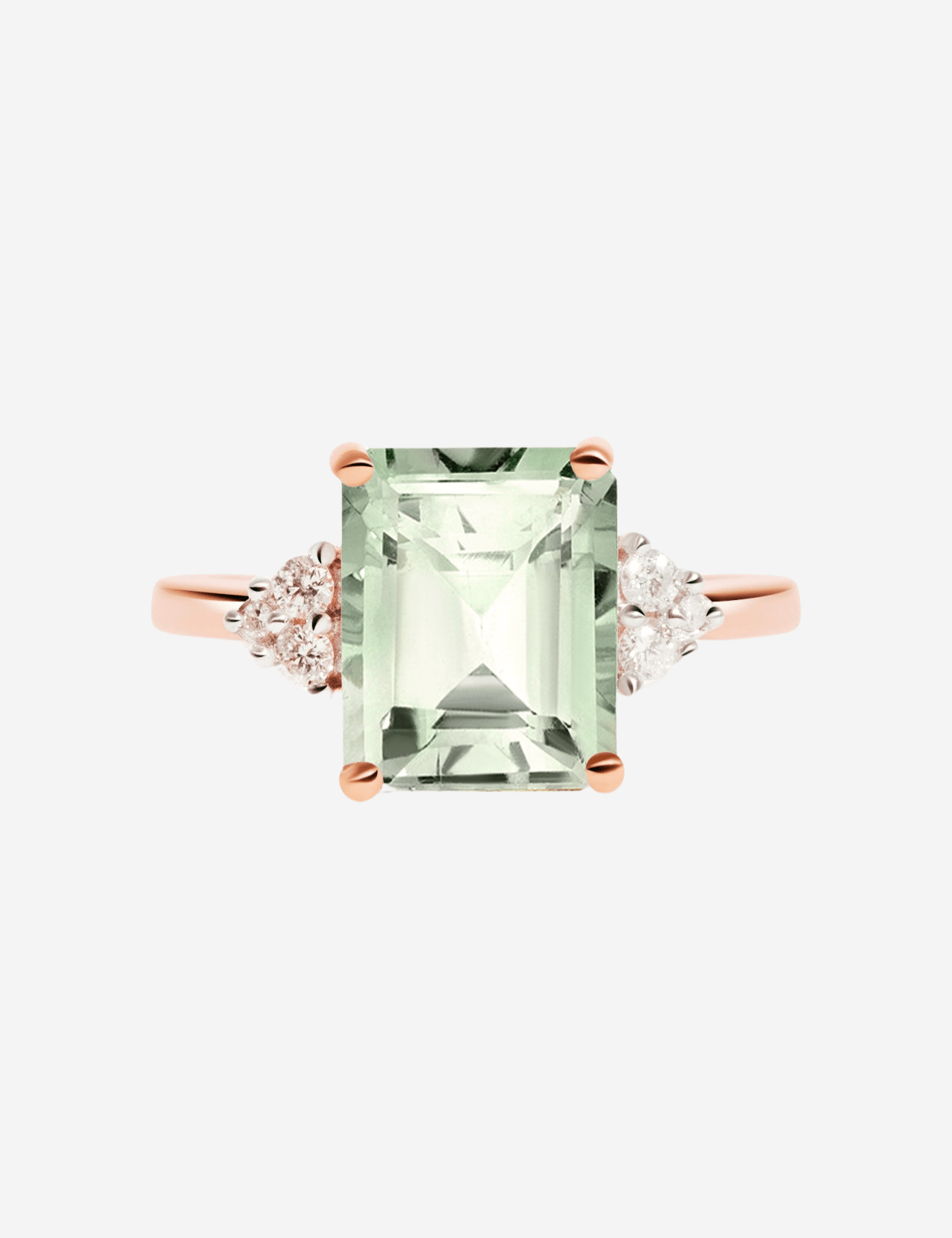 The Curator Rose Gold Ring with 3.08ct Emerald Cut Green Amethyst - Molten Store