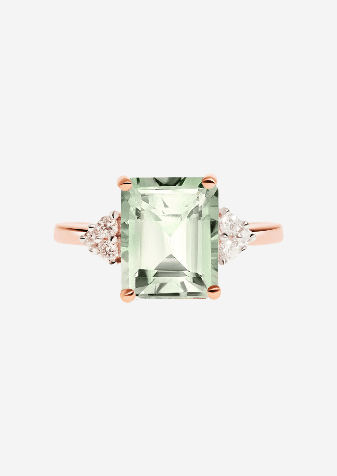 The Curator Rose Gold Ring with 3.08ct Emerald Cut Green Amethyst - Molten Store