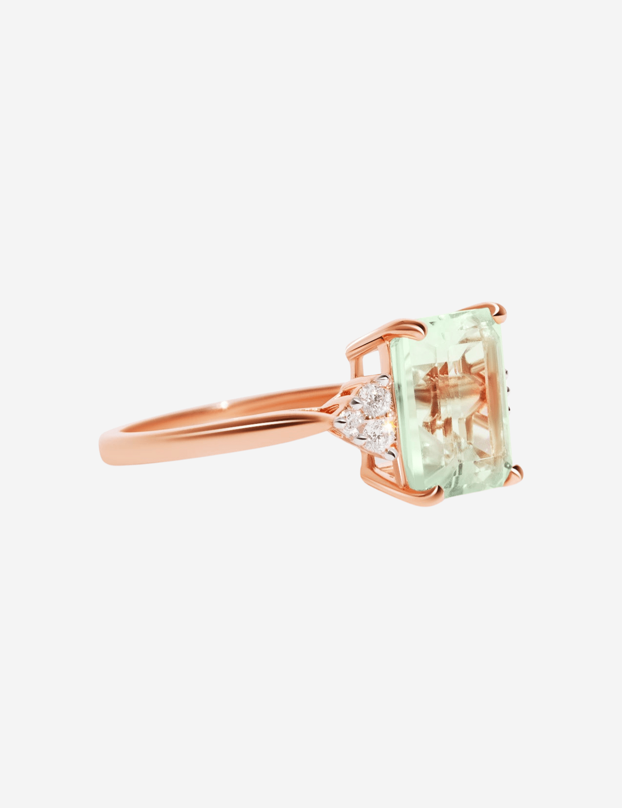 The Curator Rose Gold Ring with 3.08ct Emerald Cut Green Amethyst - Molten Store