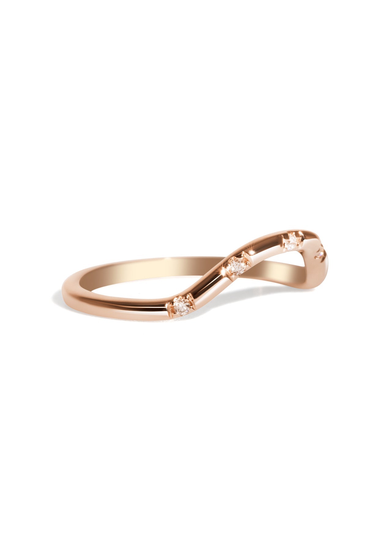 The Curved Lumina Diamond Rose Gold Band - Molten Store