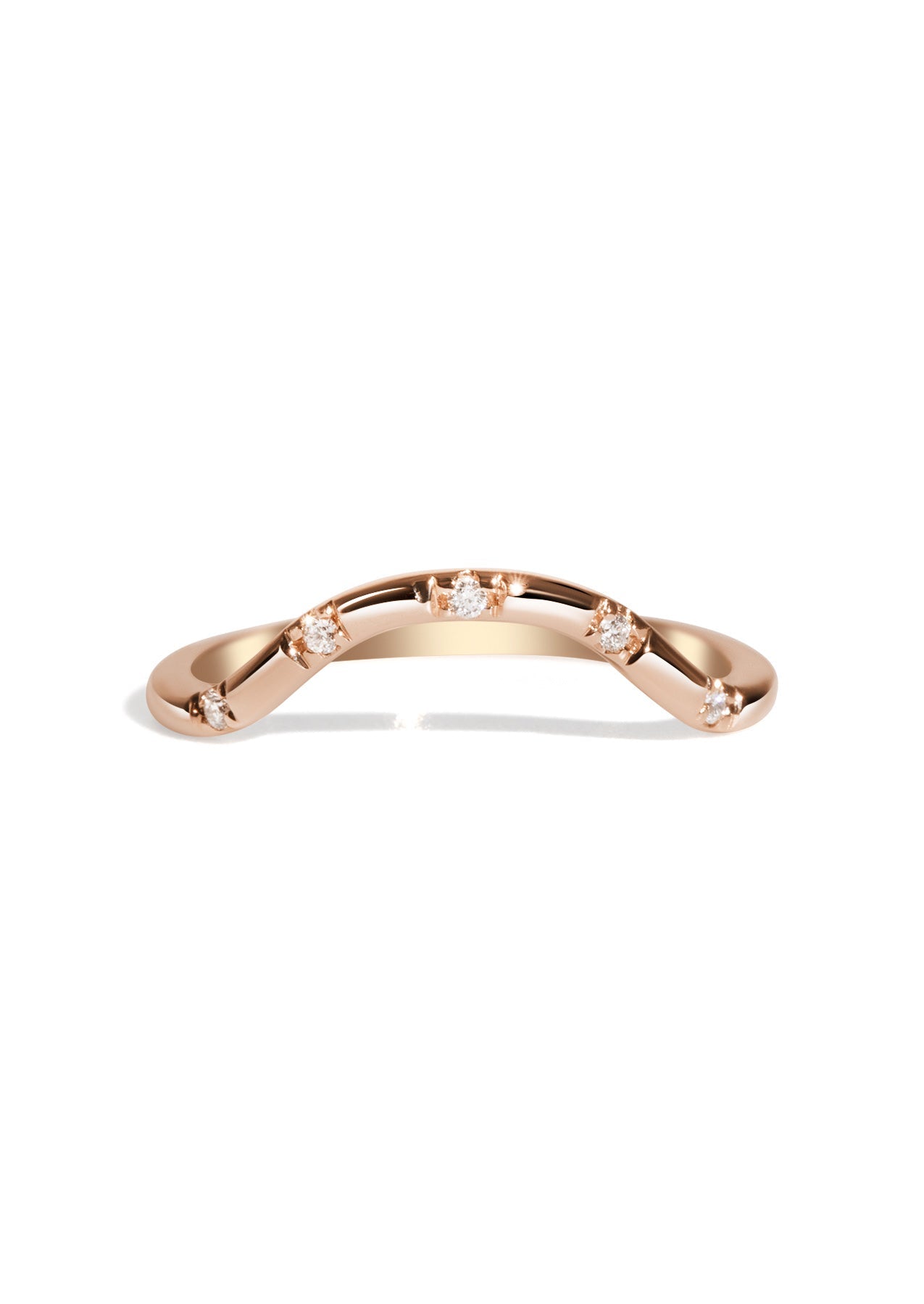 The Curved Lumina Diamond Rose Gold Band - Molten Store