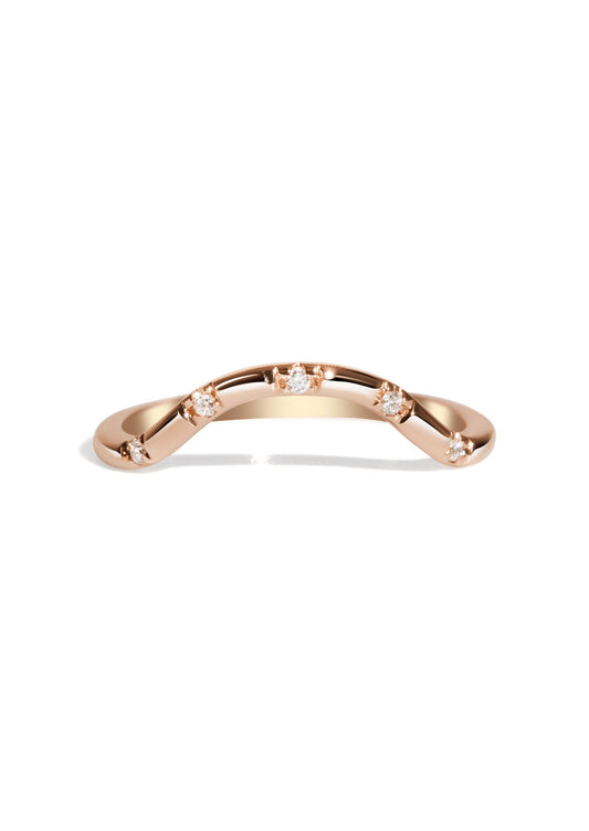 The Curved Lumina Diamond Rose Gold Band - Molten Store