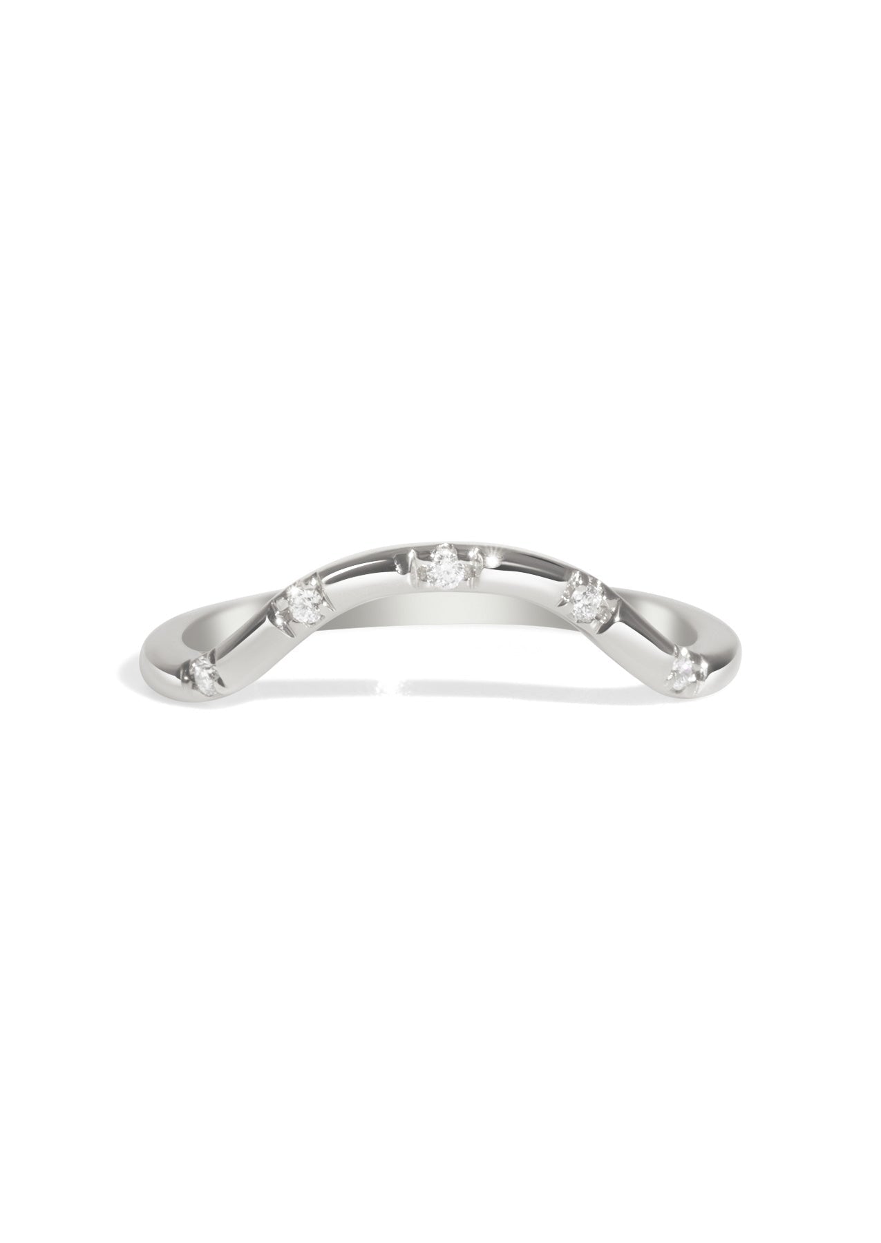 The Curved Lumina Diamond White Gold Band - Molten Store