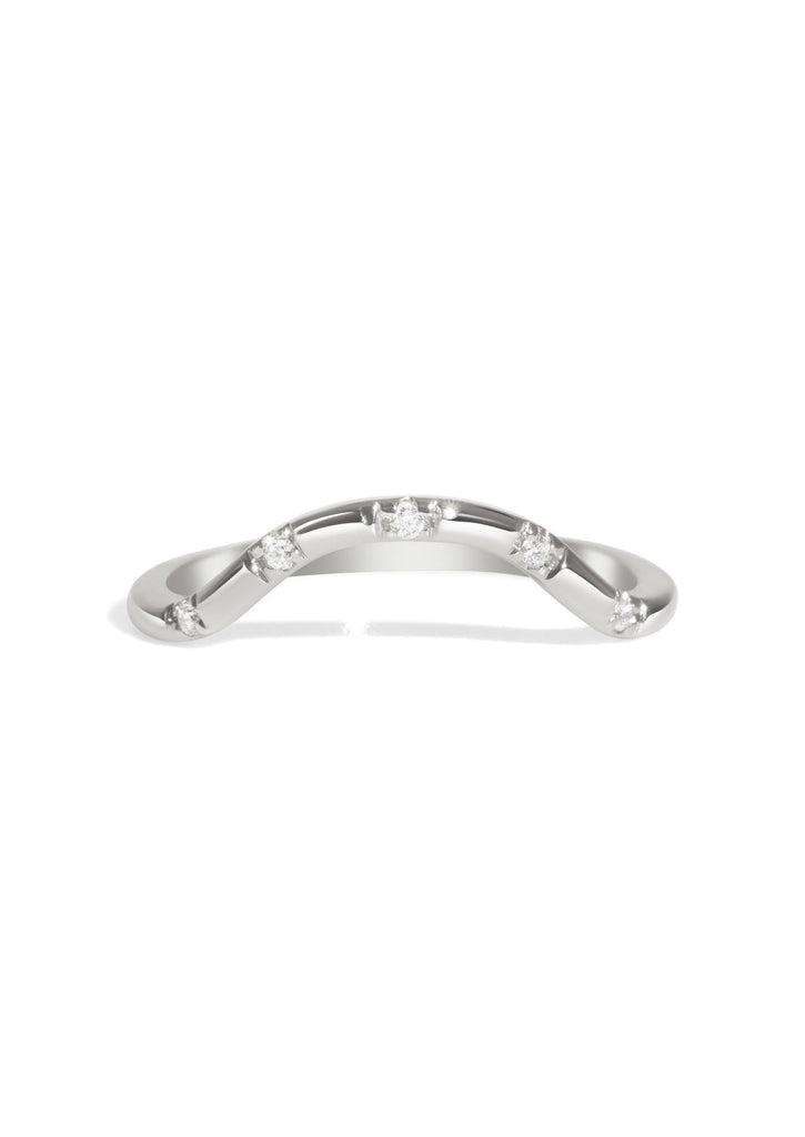 The Curved Lumina Diamond White Gold Band - Molten Store