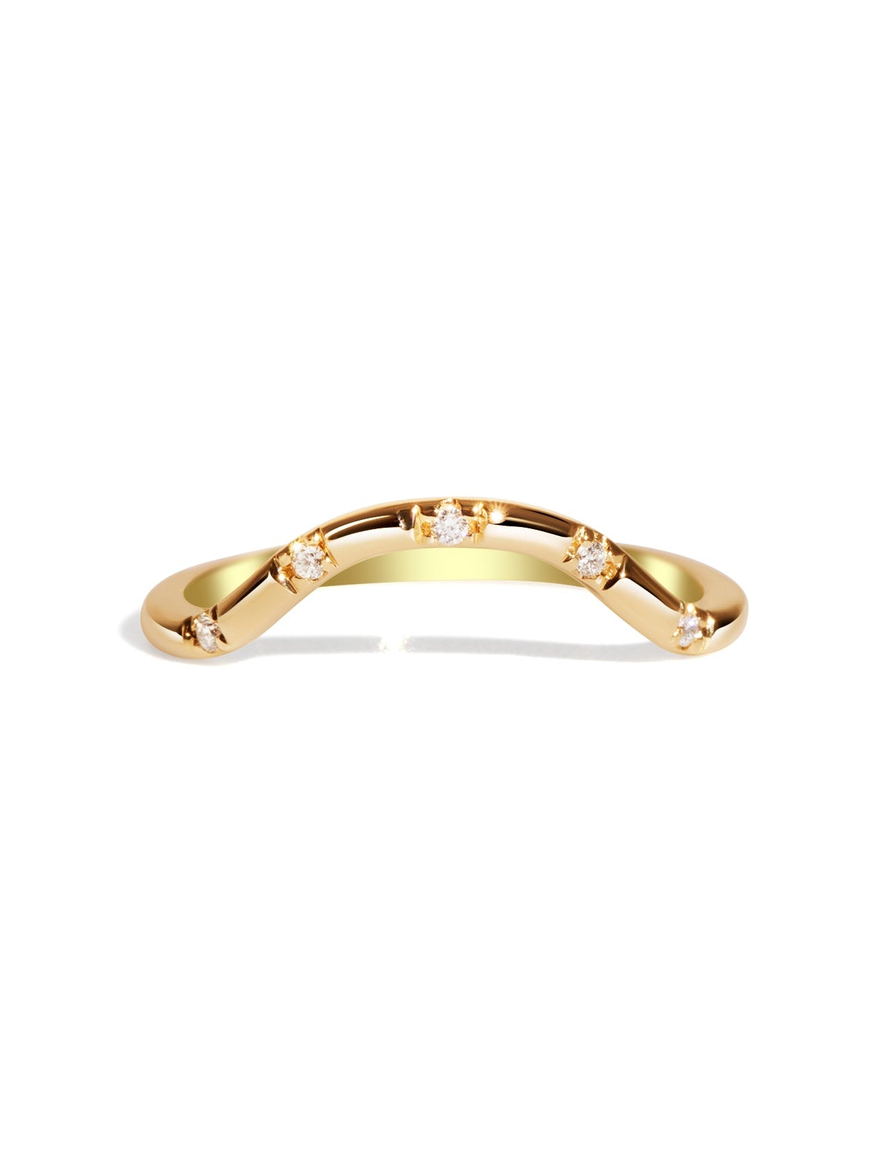 The Curved Lumina Diamond Yellow Gold Band - Molten Store