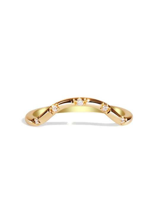 The Curved Lumina Diamond Yellow Gold Band - Molten Store