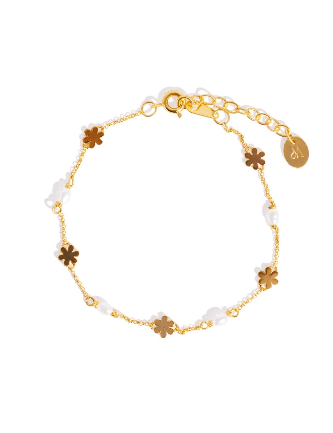 The Daisy Chain Pearl 14ct Gold Vermeil Bracelet - Molten Store