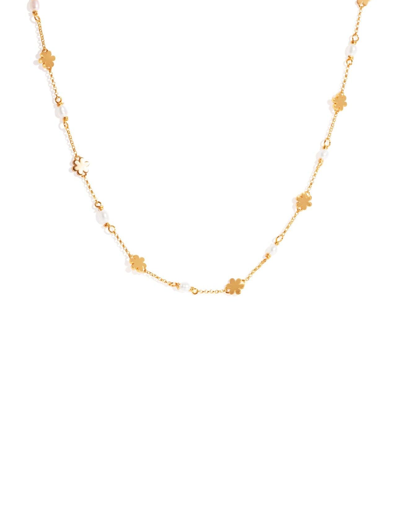 The Daisy Chain Pearl 14ct Gold Vermeil Necklace - Molten Store