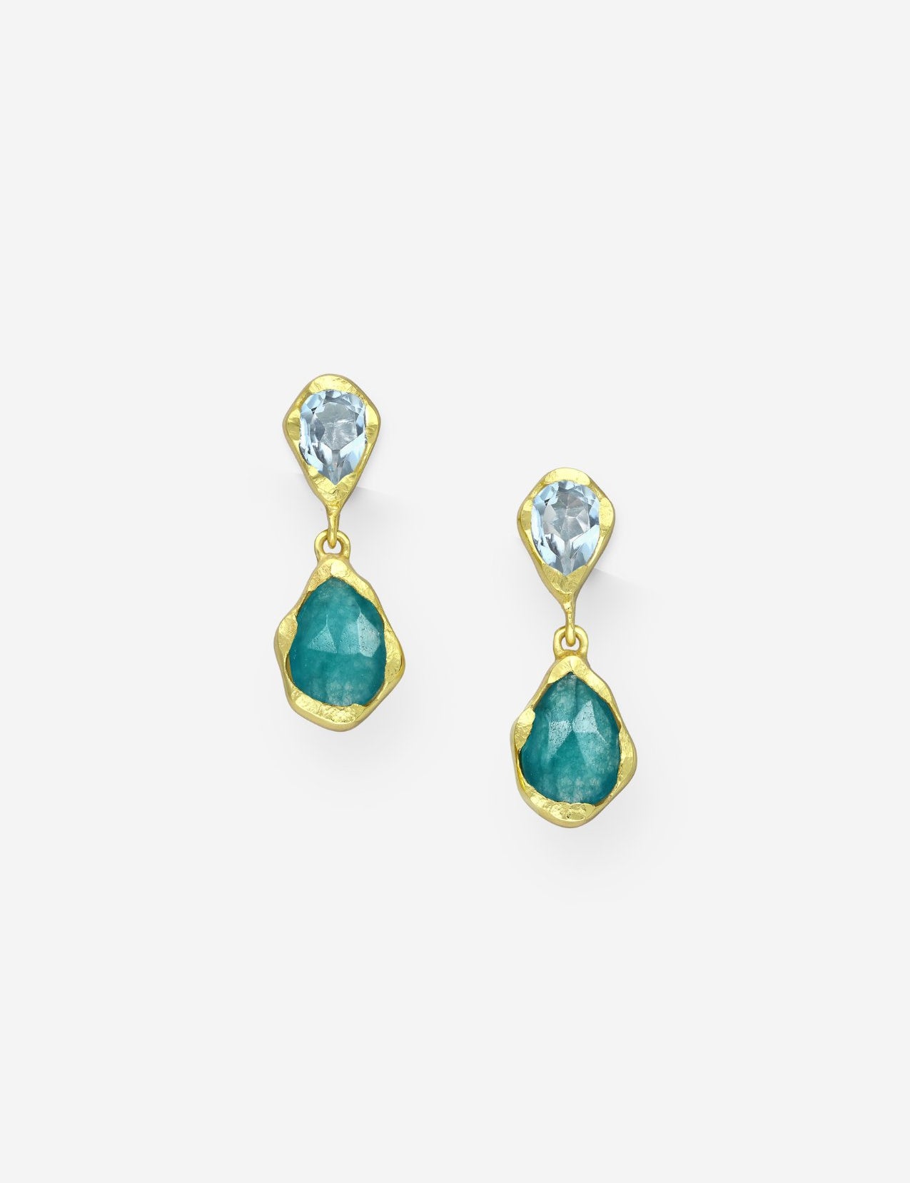 The Dolce Topaz & Green Quartz 18ct Gold Vermeil Drop Earrings - Molten Store