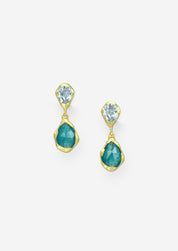 The Dolce Topaz & Green Quartz 18ct Gold Vermeil Drop Earrings - Molten Store