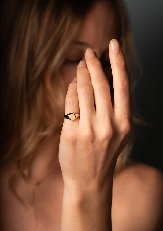 The Echo Rose Gold Signet Ring - Molten Store