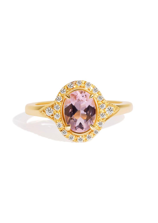 The Eliza Ring with 0.93ct Oval Cut Morganite & .19ct Diamond Halo (1.12ct TCW) - Molten Store