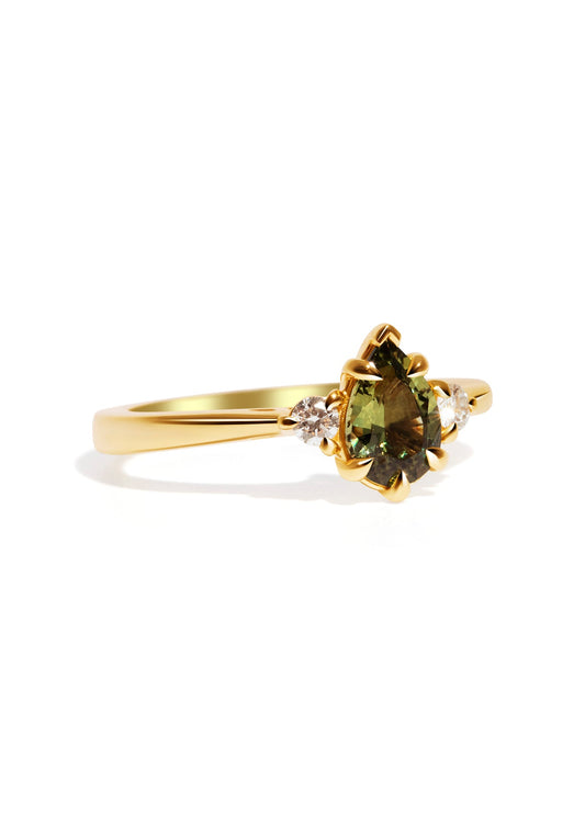 The Esme Ring with 1.13ct Pear Green Sapphire - Molten Store