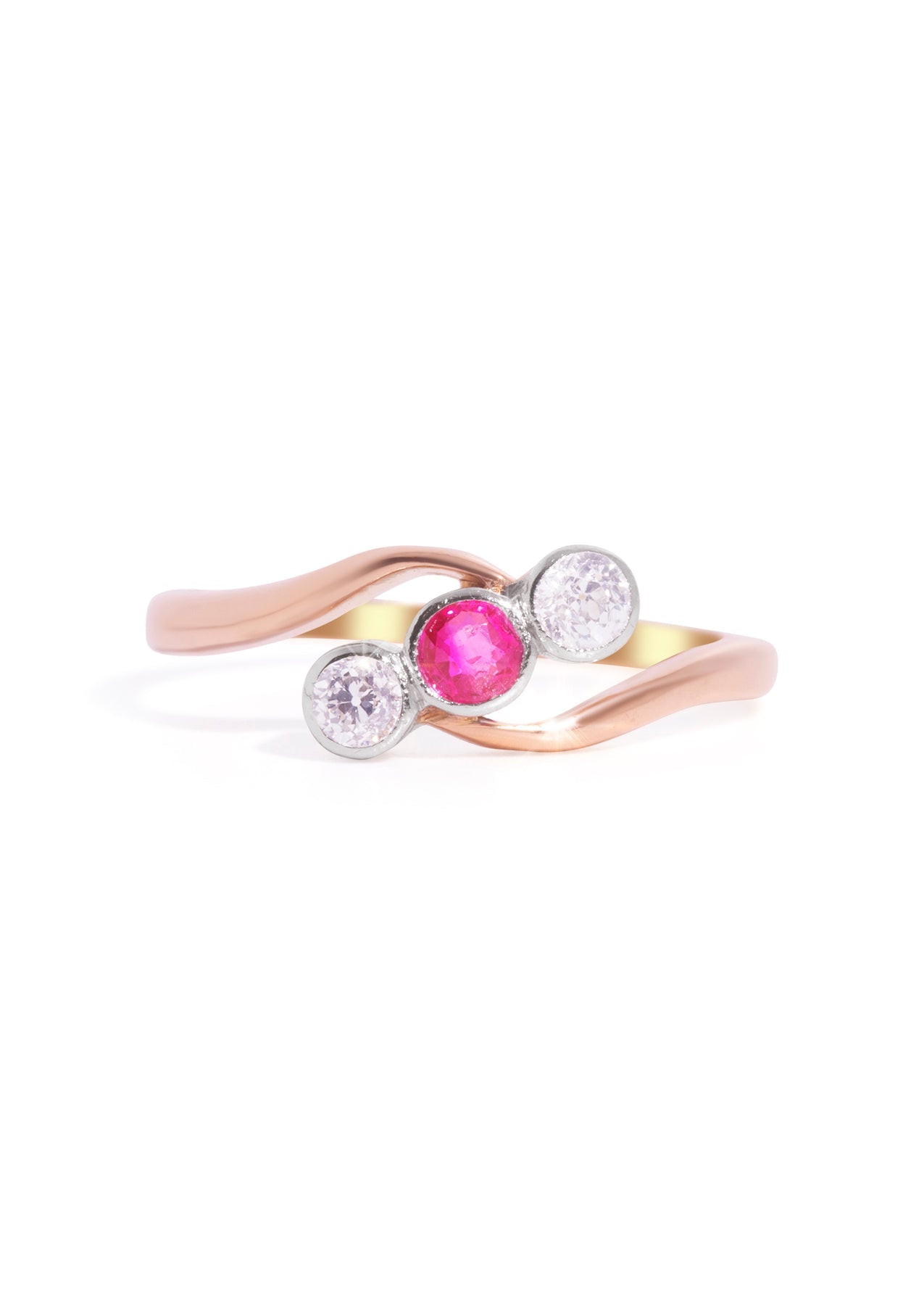 The Euphemia 18ct Rose Gold Ring with 0.17ct Round Cut Ruby | TCW 0.41ct - Molten Store