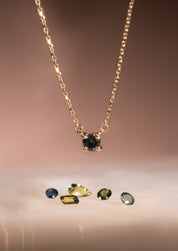 The Eve Necklace with 0.76ct Round Green Sapphire - Molten Store