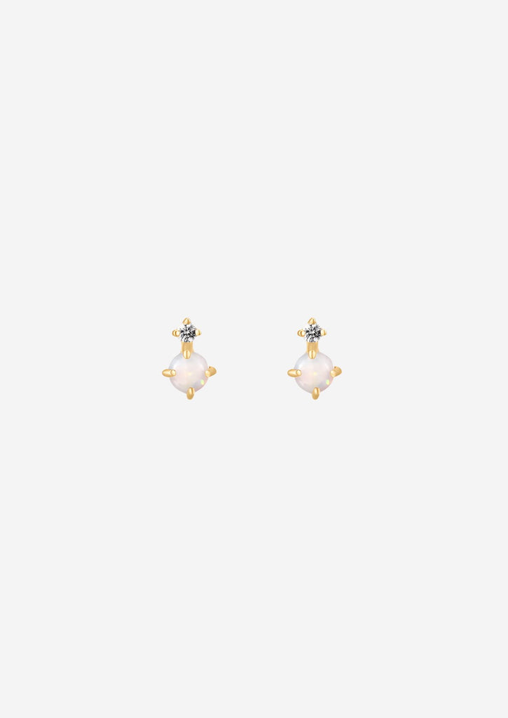 The Fable Opal & Diamond 14ct Solid Gold Stud Earrings - Molten Store