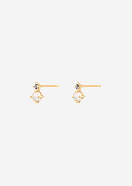 The Fable Opal & Diamond 14ct Solid Gold Stud Earrings - Molten Store