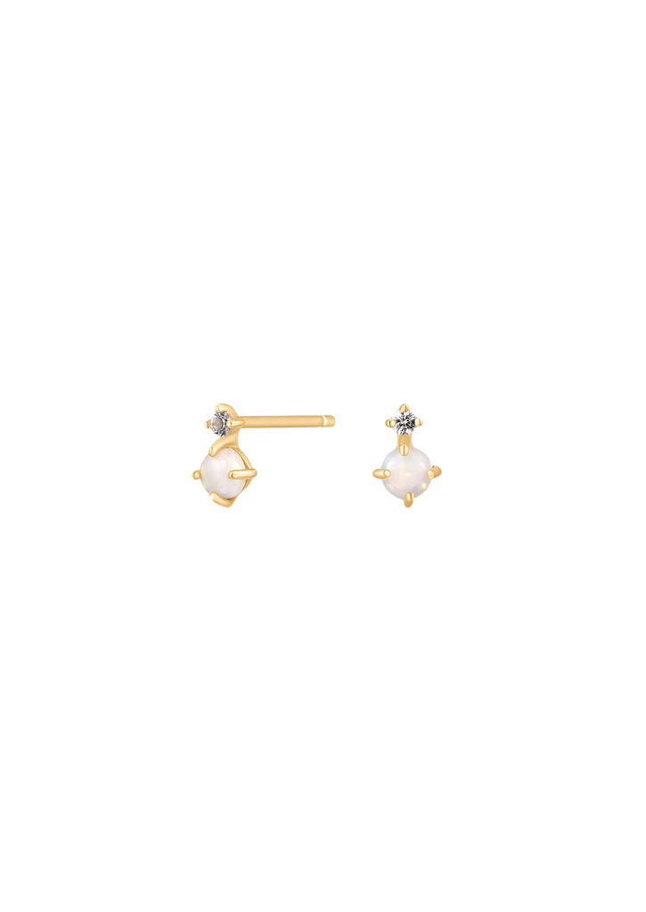 The Fable Opal & Diamond 14ct Solid Gold Stud Earrings - Molten Store