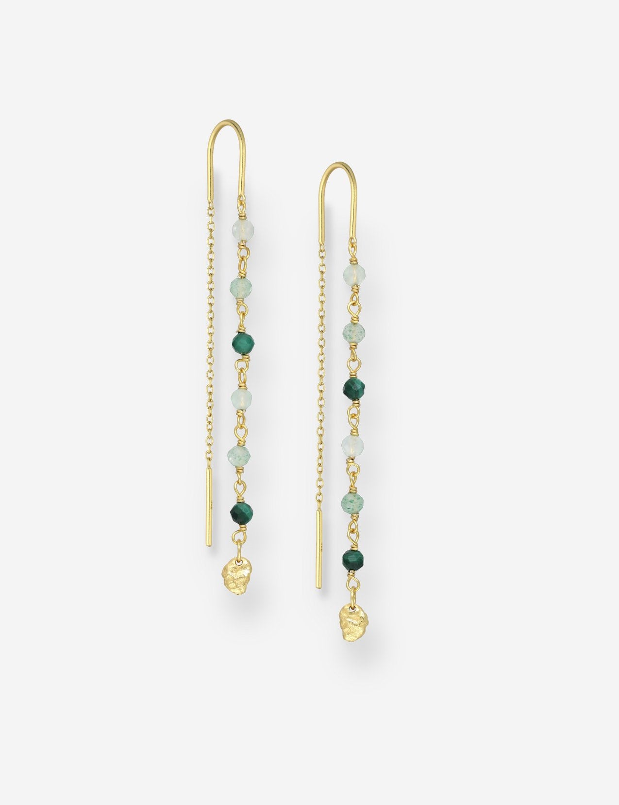 The Felicitas Sea Foam 18ct Gold Vermeil Threader Earrings - Molten Store