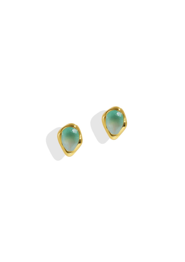 The Festa Chalcedony 18ct Gold Vermeil Stud Earrings - Molten Store