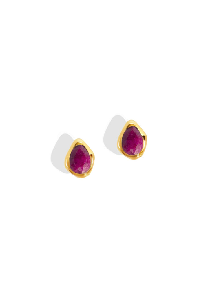 The Festa Ruby 18ct Gold Vermeil Stud Earrings - Molten Store