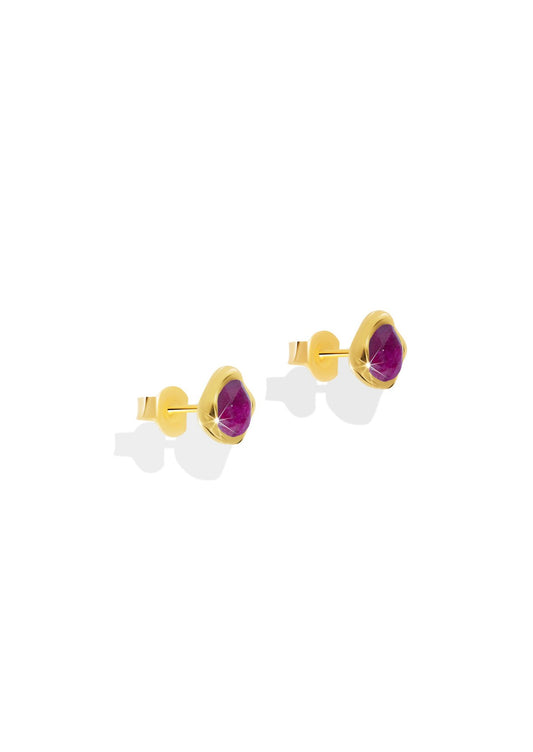 The Festa Ruby 18ct Gold Vermeil Stud Earrings - Molten Store