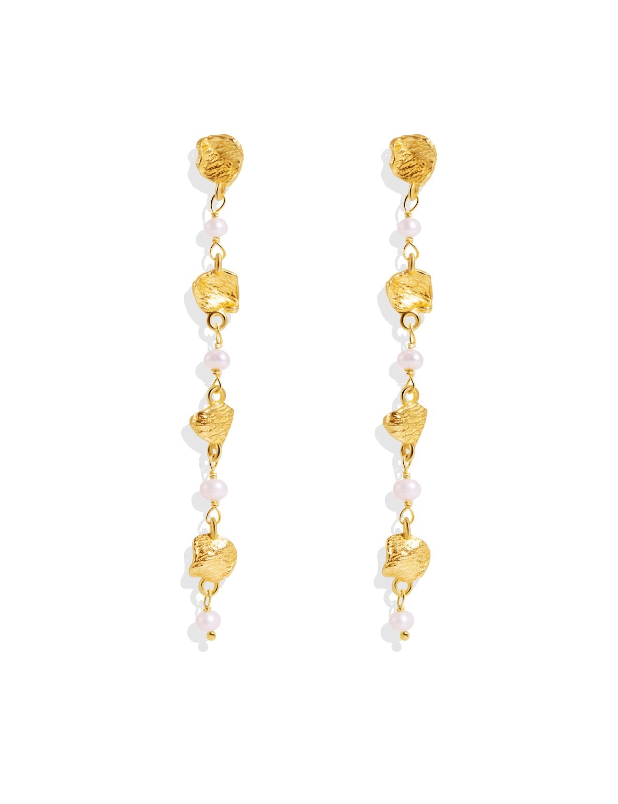 The Flora Pearl 18ct Gold Vermeil Drop Earrings - Molten Store