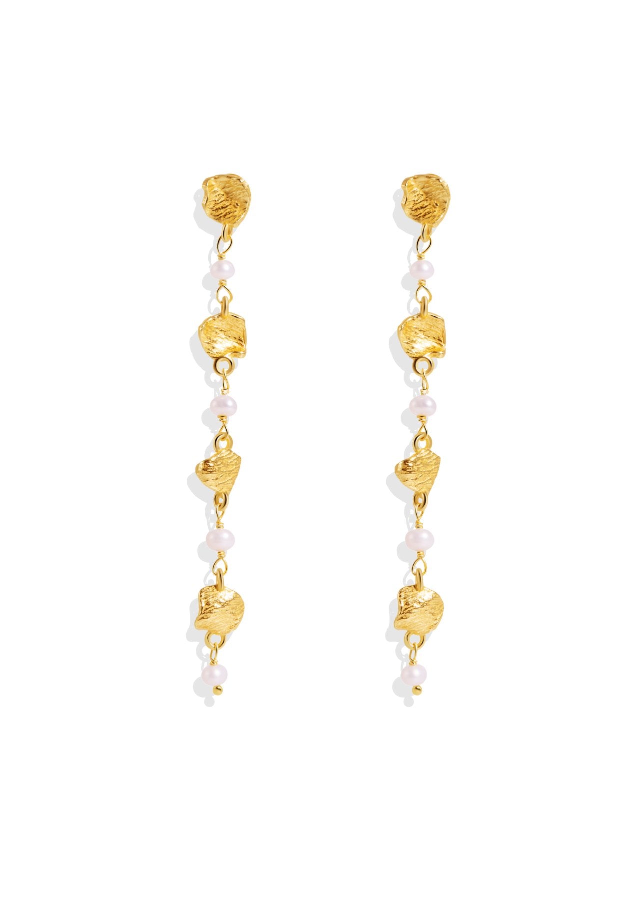 The Flora Pearl 18ct Gold Vermeil Drop Earrings - Molten Store