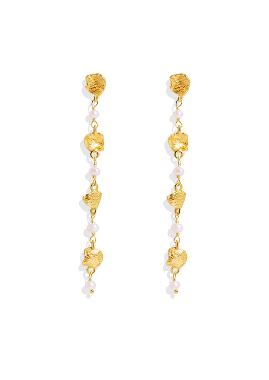 The Flora Pearl 18ct Gold Vermeil Drop Earrings - Molten Store