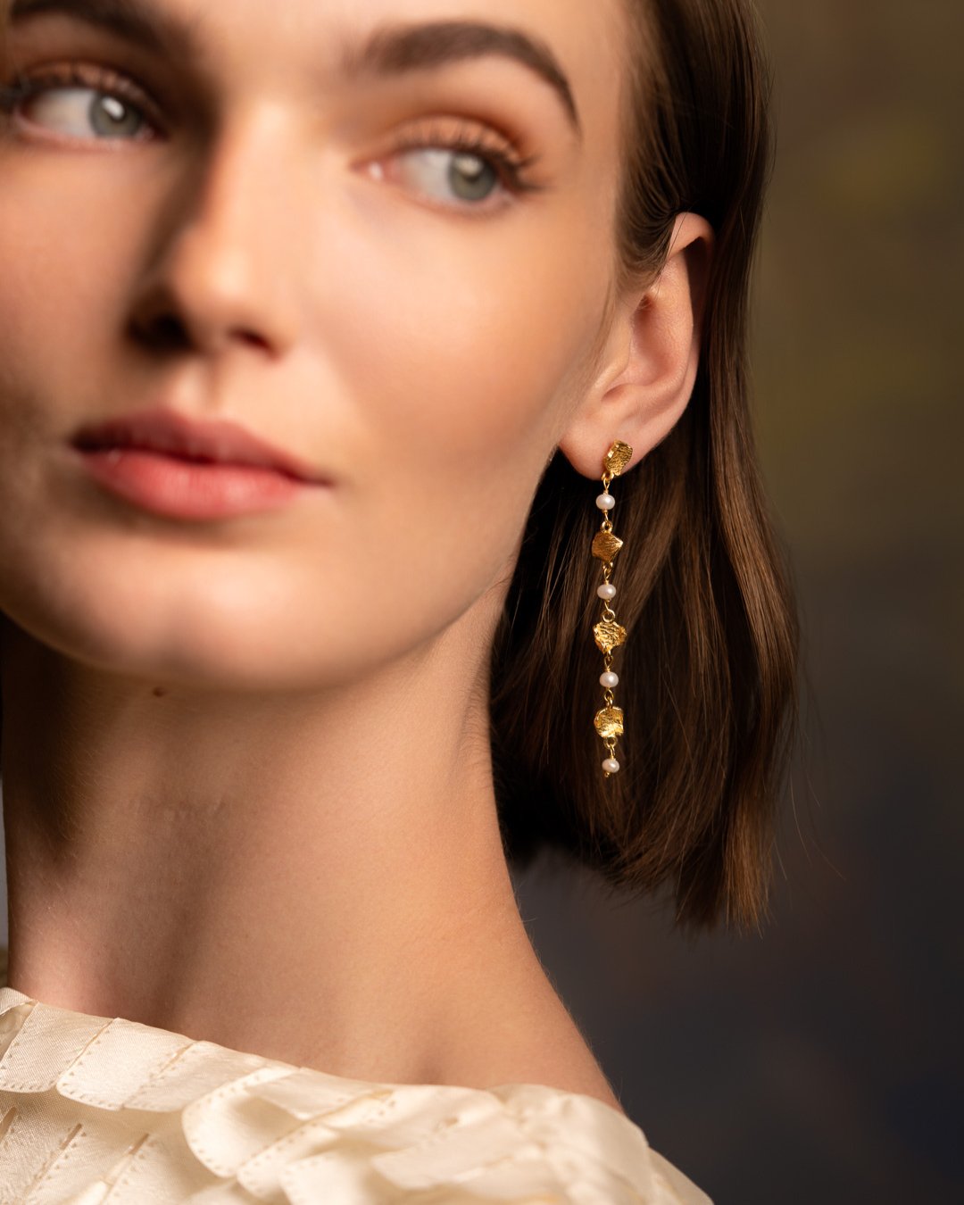 The Flora Pearl 18ct Gold Vermeil Drop Earrings - Molten Store