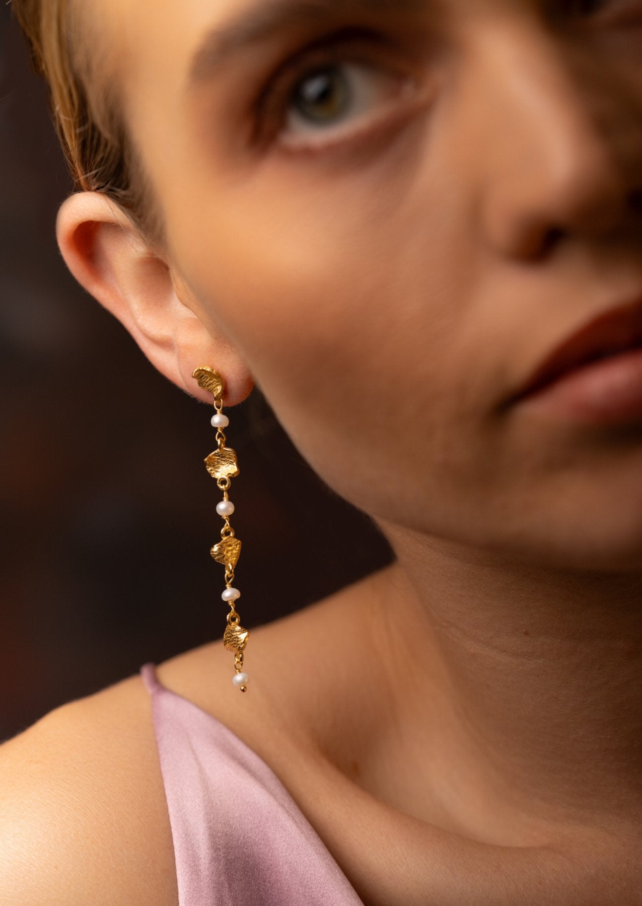 The Flora Pearl 18ct Gold Vermeil Drop Earrings - Molten Store