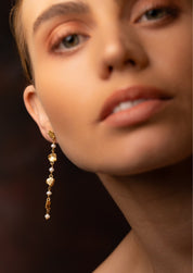 The Flora Pearl 18ct Gold Vermeil Drop Earrings - Molten Store