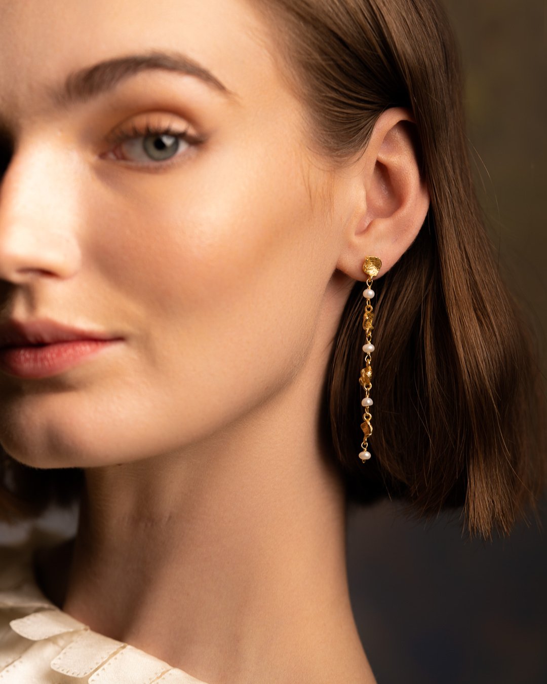 The Flora Pearl 18ct Gold Vermeil Drop Earrings - Molten Store