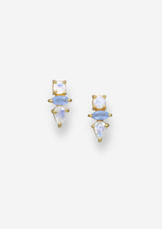 The Fortuna Moonstone & Blue Onyx 18ct Gold Vermeil Drop Earrings - Molten Store