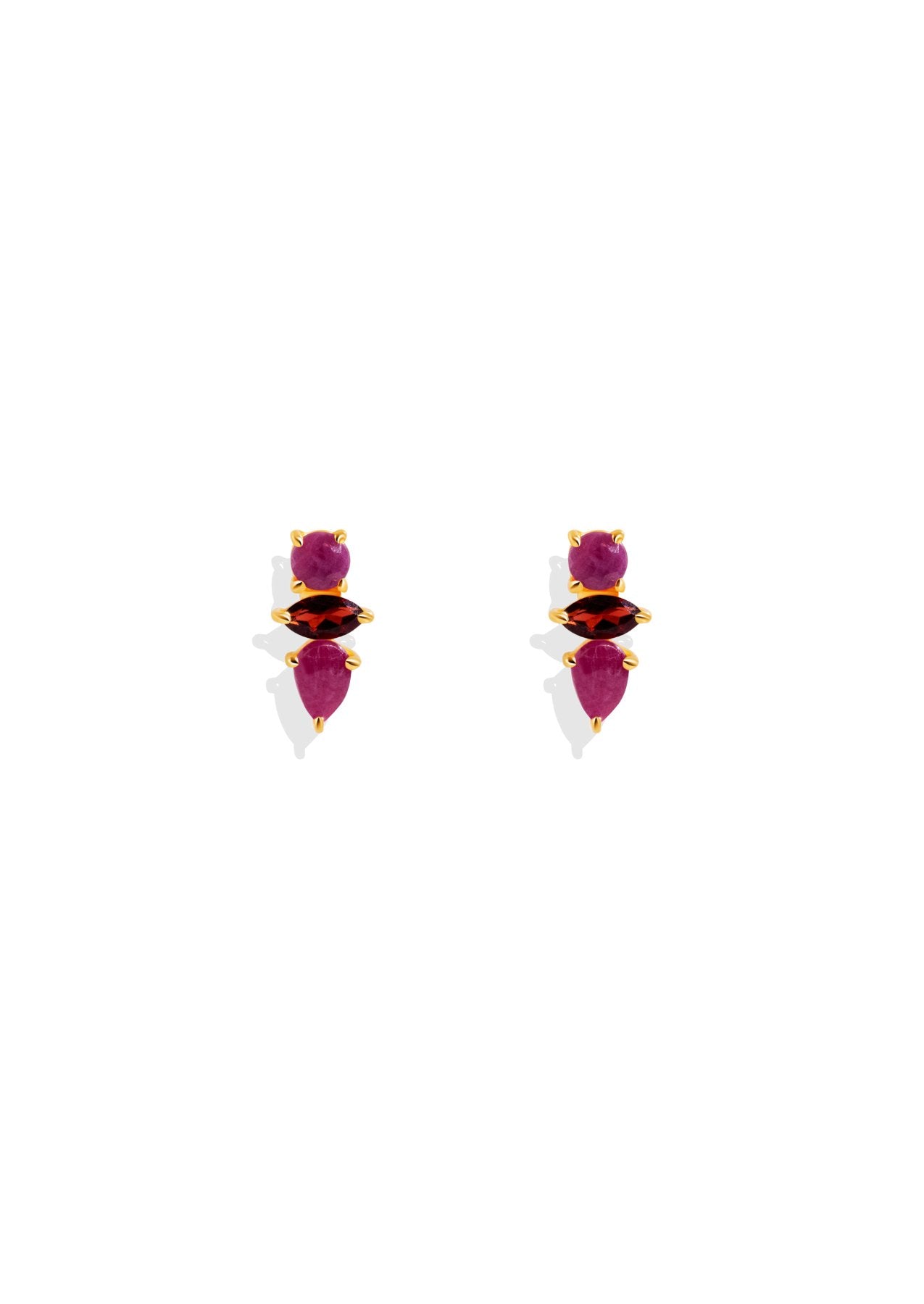 The Fortuna Sapphire & Garnet 18ct Gold Vermeil Drop Earrings - Molten Store