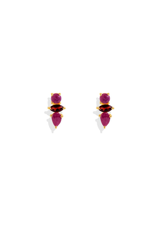 The Fortuna Sapphire & Garnet 18ct Gold Vermeil Drop Earrings - Molten Store