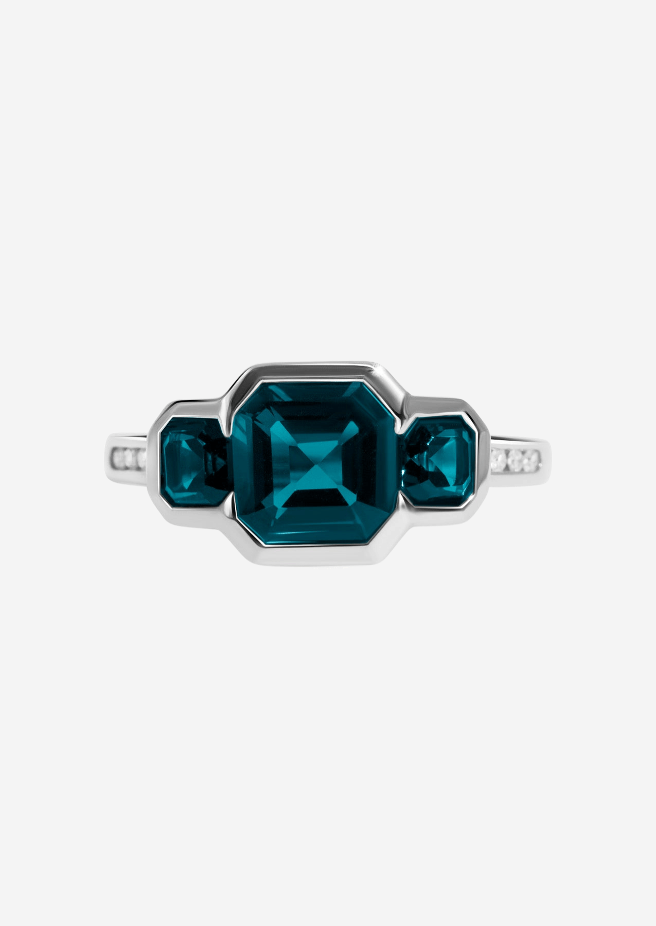 The Gallery White Gold Ring with 2.06ct London Blue Topaz - Molten Store