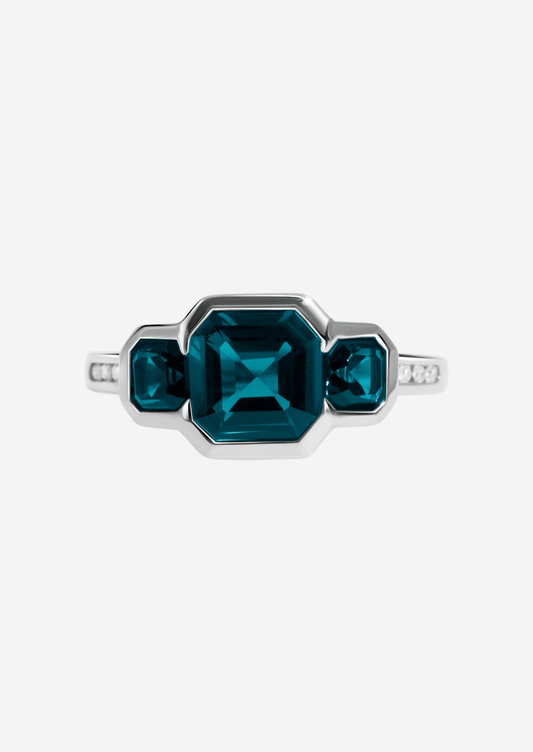 The Gallery White Gold Ring with 2.06ct London Blue Topaz - Molten Store