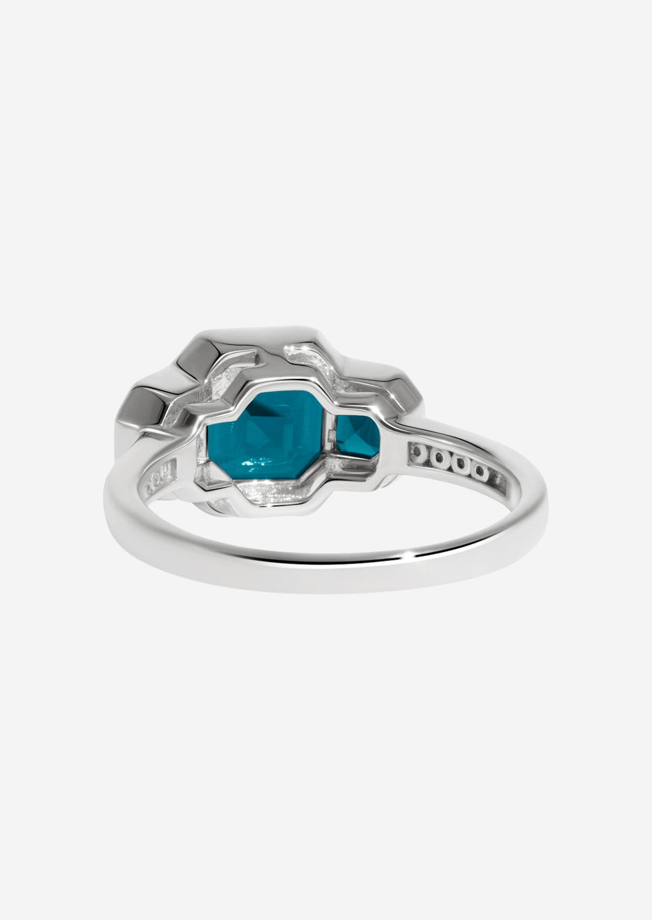 The Gallery White Gold Ring with 2.06ct London Blue Topaz - Molten Store