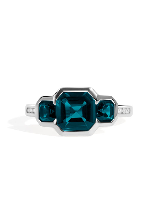 The Gallery White Gold Ring with 2.06ct London Blue Topaz - Molten Store