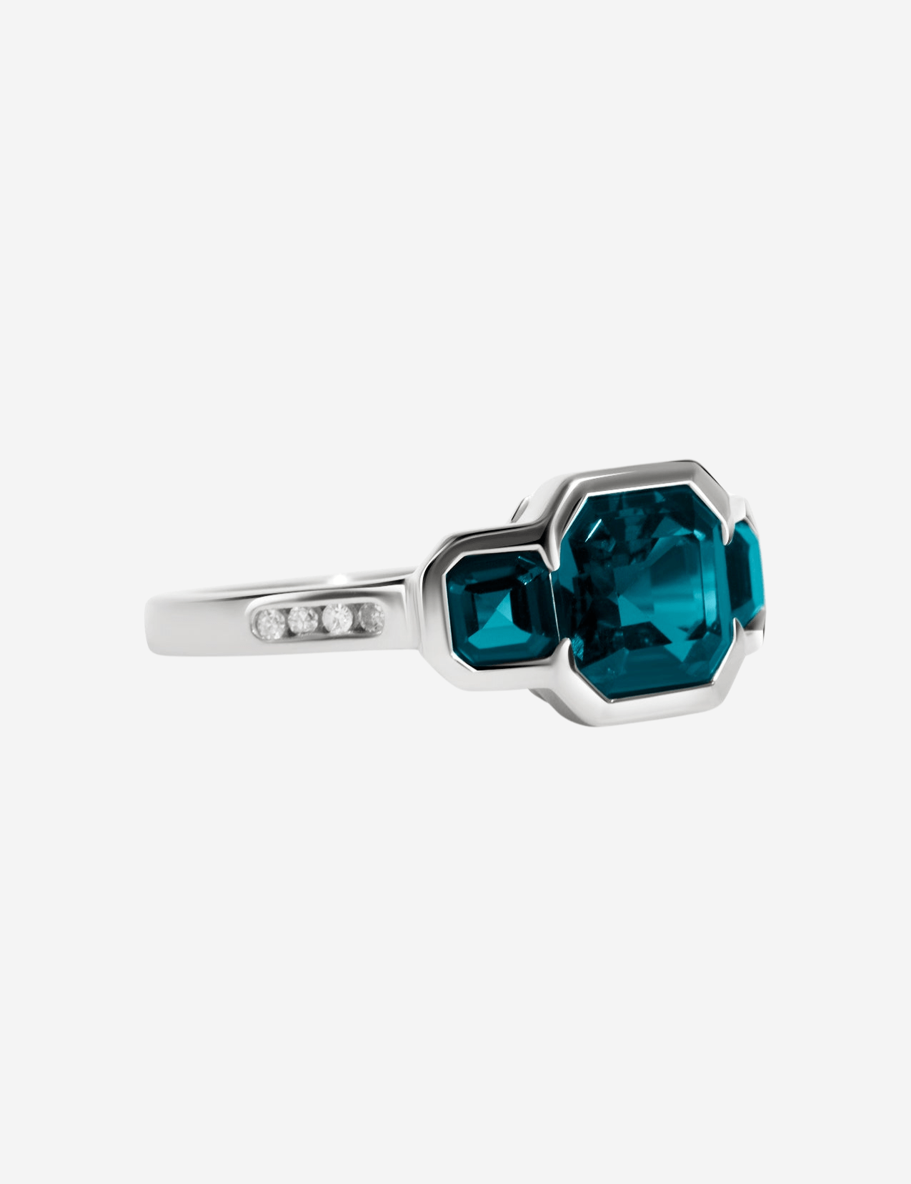 The Gallery White Gold Ring with 2.06ct London Blue Topaz - Molten Store