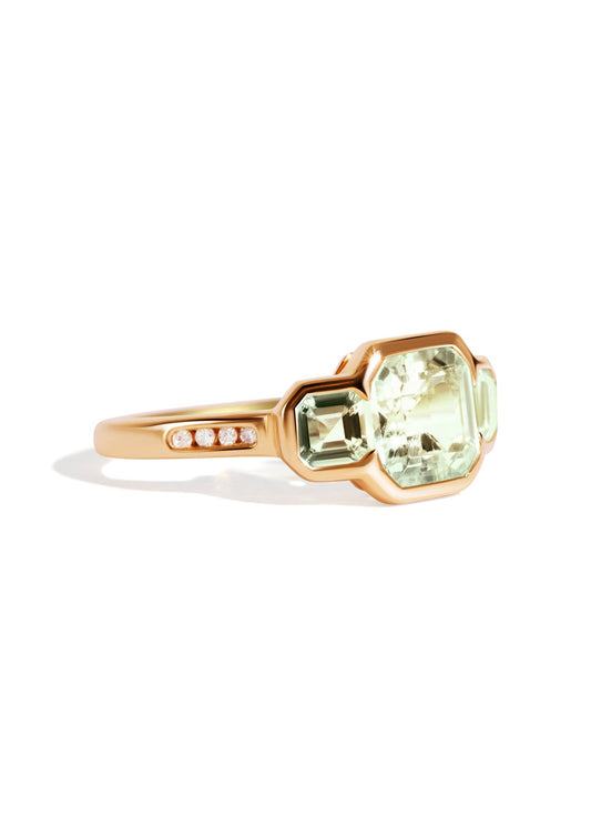 The Gallery Yellow Gold Ring with 1.44ct Asscher Green Amethyst - Molten Store