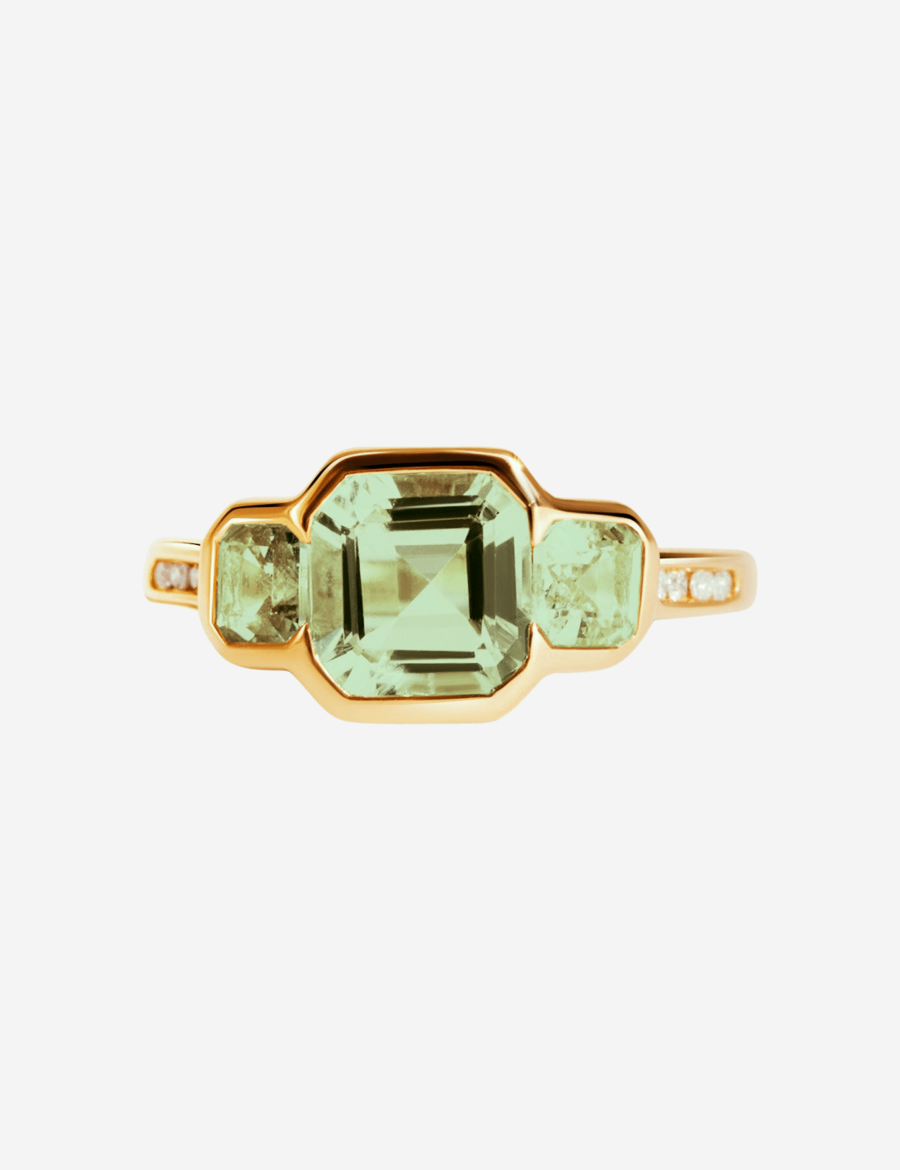 The Gallery Yellow Gold Ring with 1.44ct Asscher Green Amethyst - Molten Store