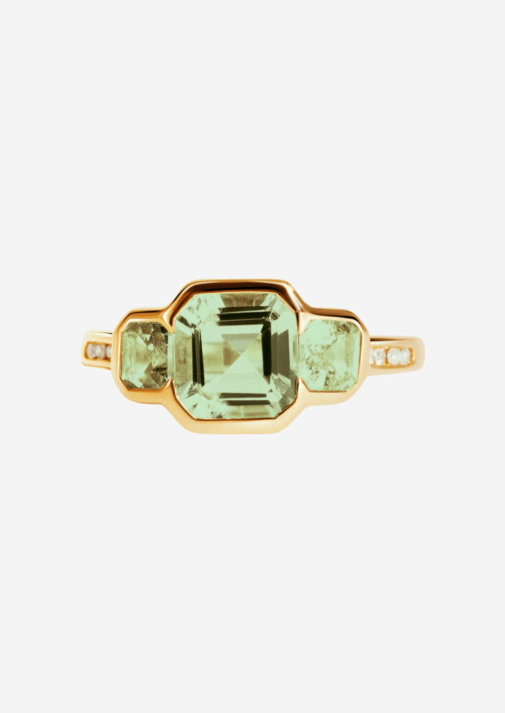 The Gallery Yellow Gold Ring with 1.44ct Asscher Green Amethyst - Molten Store