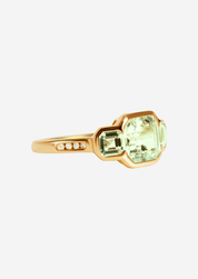 The Gallery Yellow Gold Ring with 1.44ct Asscher Green Amethyst - Molten Store