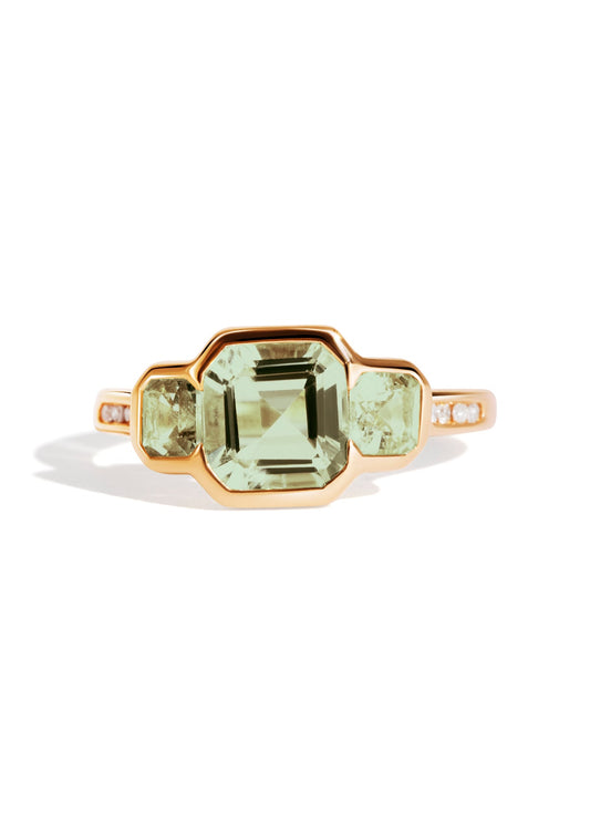 The Gallery Yellow Gold Ring with 1.44ct Asscher Green Amethyst - Molten Store