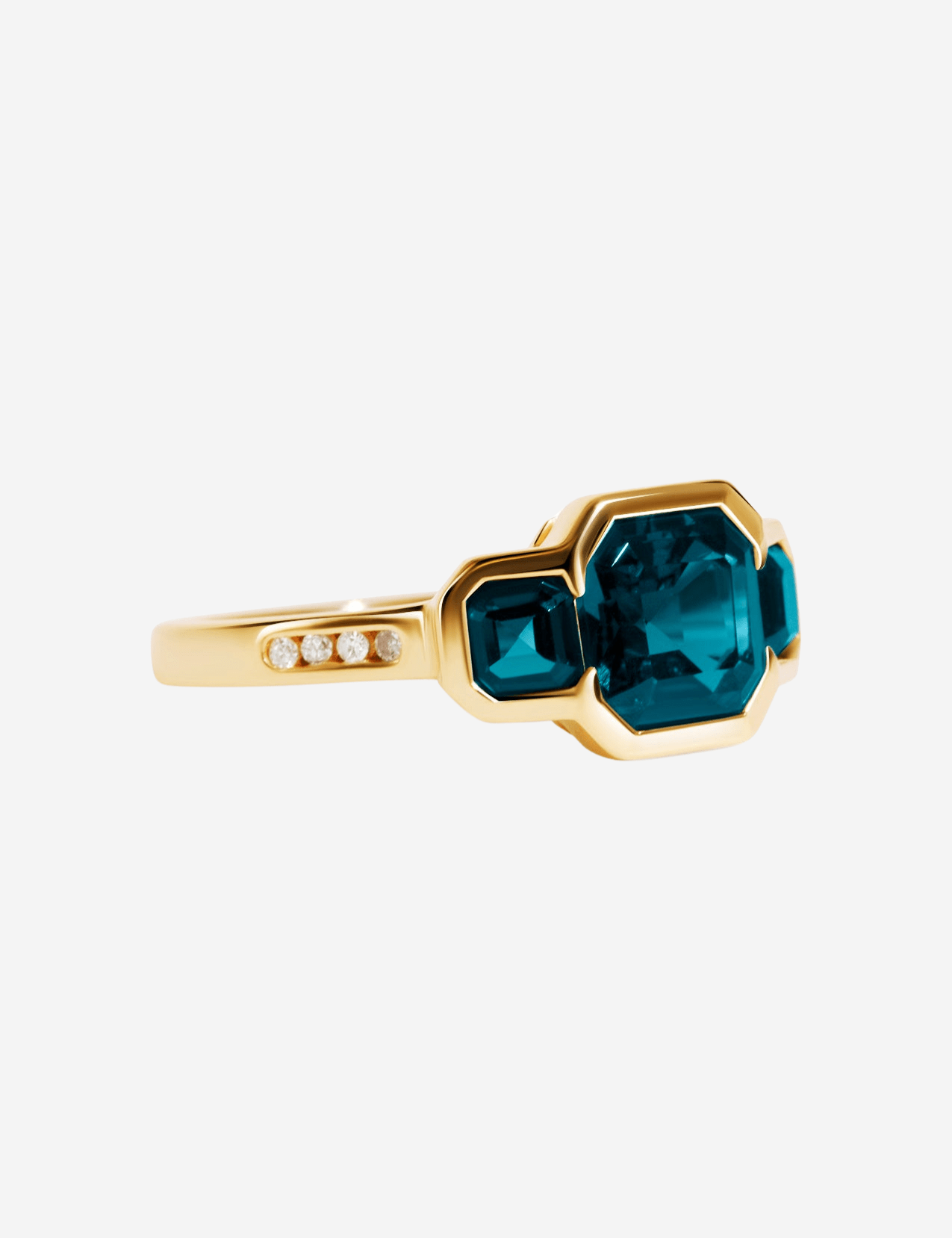 The Gallery Yellow Gold Ring with 2.06ct London Blue Topaz - Molten Store