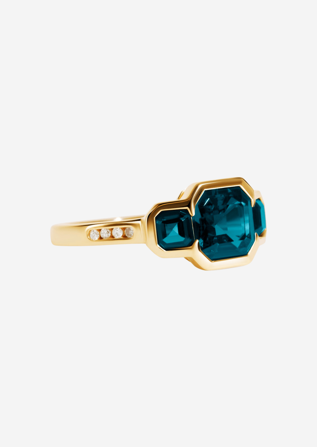 The Gallery Yellow Gold Ring with 2.06ct London Blue Topaz - Molten Store