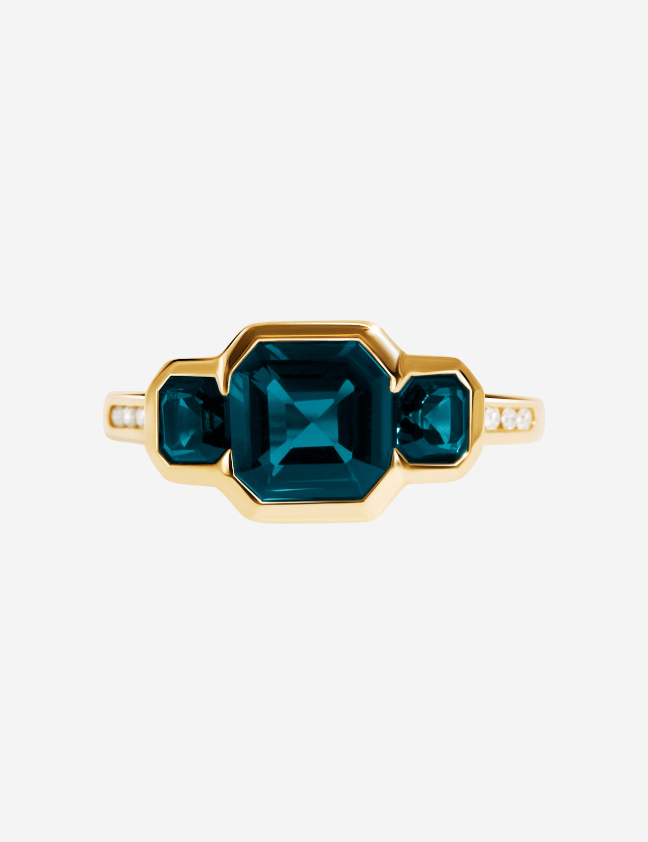 The Gallery Yellow Gold Ring with 2.06ct London Blue Topaz - Molten Store